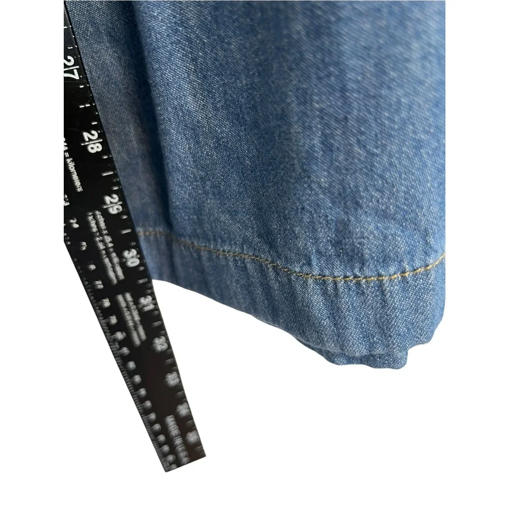 $125 NWT Michael Kors Sz M Pants Chambray Med Blue Wide Leg Pull On Rope Tie New